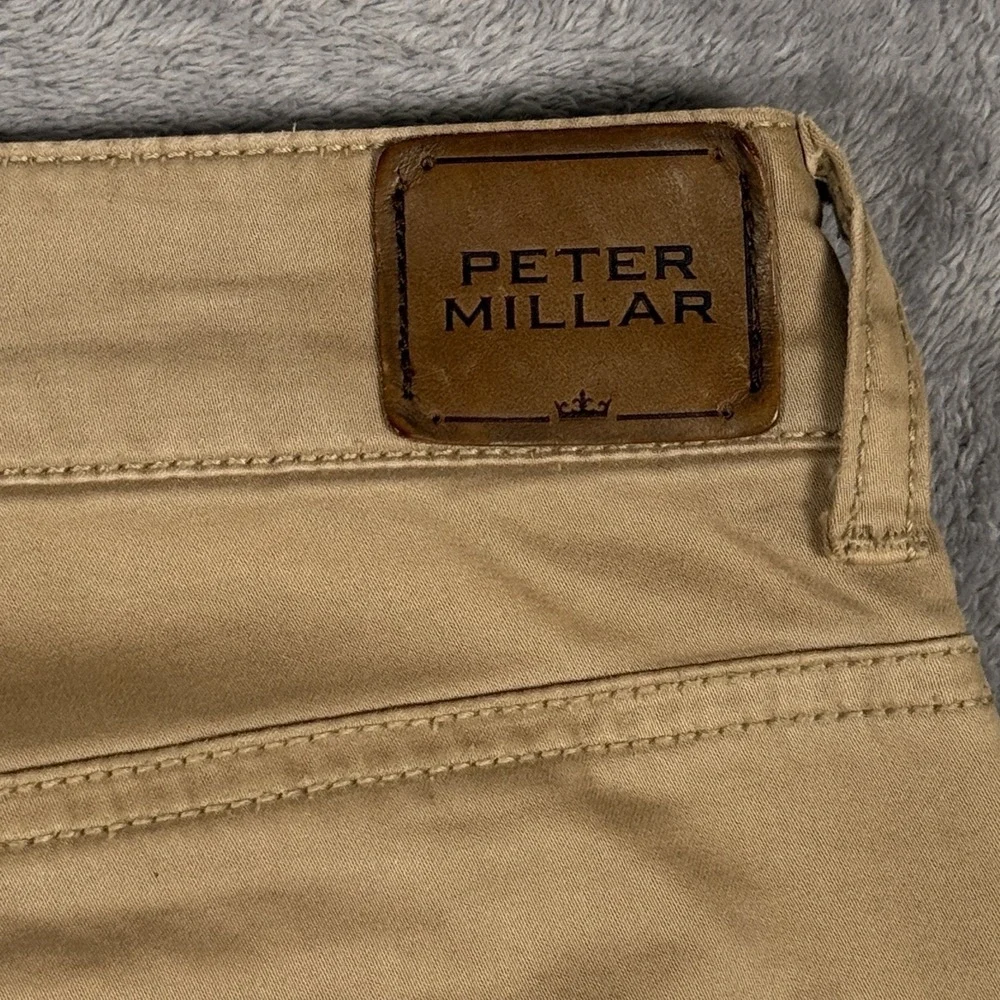 Peter Millar Sateen Stretch‎ 5 Pocket Pants Mens 33x32 Cotton Blend Golf Tan